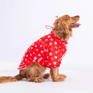 Stars Red Peluşlu Su Geçirmez Küçük Irk Köpek Yağmurluğu