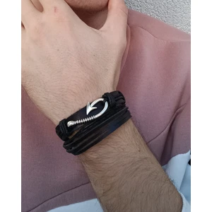 BSN Store Denizci Kanca Figür 2'li El Yapımı Hakiki Deri Bileklik