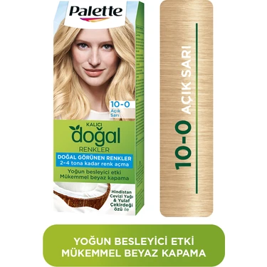 Palette Kalıcı Doğal Renkler 10-0 Açık Sarı Saç Boyası Hindistan Cevizi Yağı & Yulaf Çekirdeği Özü