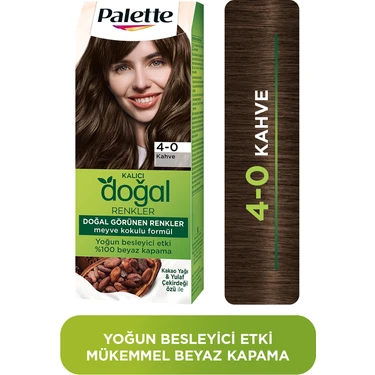 Palette Kalıcı Doğal Renkler 4-0 Kahve Saç Boyası  Kakao Yağı & Yulaf Çekirdeği Özü