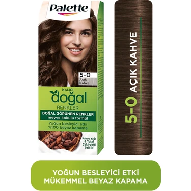 Palette Kalıcı Doğal Renkler 5-0 Açık Kahve Saç Boyası Kakao Yağı & Yulaf Çekirdeği Özü