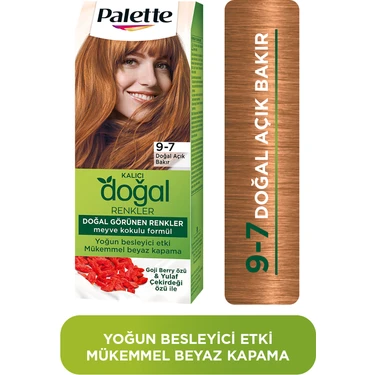 Palette Kalıcı Doğal Renkler 9-7 Doğal Açık Bakır Saç Boyası Goji Berry Özü & Yulaf Çekirdeği Özü