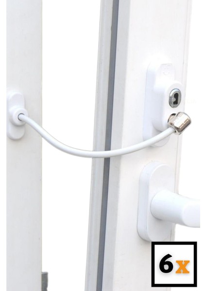 Beyaz Pencere Kilidi 6 Adet Halatlı Çocuk Güvenlik Emniyet Hırsız Pimapen Pvc Kapı Bebek Kilidi