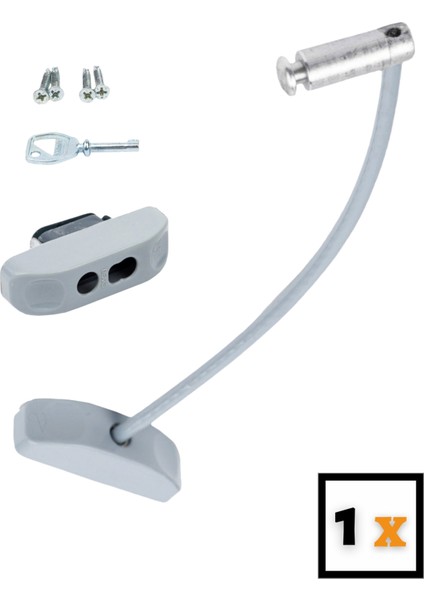 Pencere Emniyet Kilidi Çocuk Hırsız Kilidi Halatlı Pimapen Pvc Gri