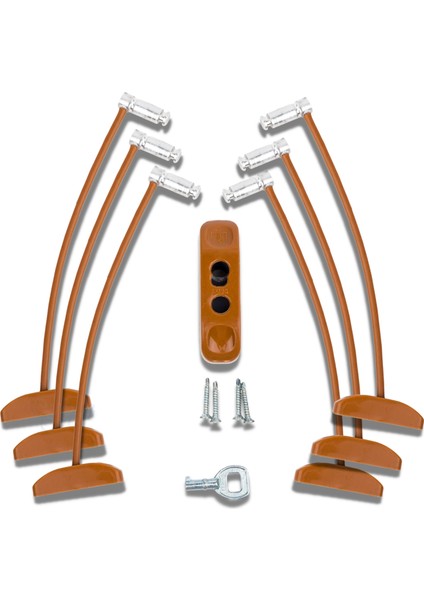 Açık Kahve Pencere Kilidi 6 Adet Halatlı Çocuk Güvenlik Emniyet Hırsız Pimapen Pvc Kapı Bebek Kilidi