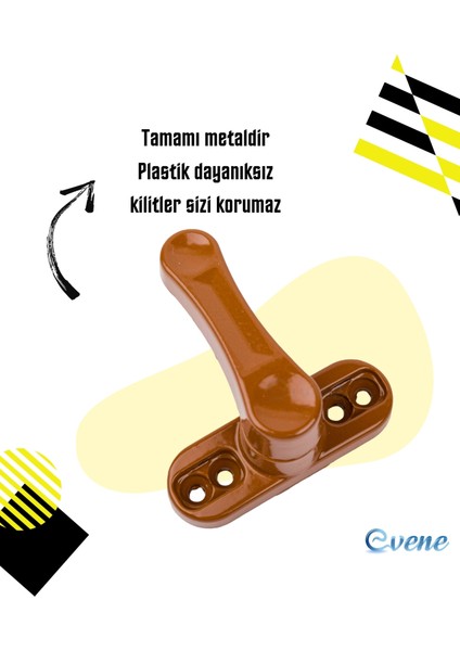 Açık Kahverengi Pencere Emniyet Kilidi 8 Adet Çocuk Hırsız Kilidi Çekmeli Metal Kilit