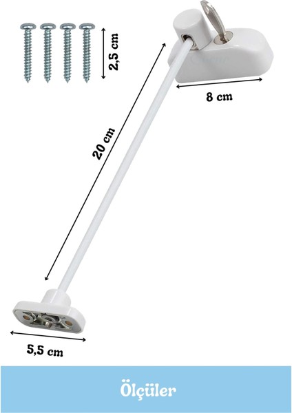 Açık Kahve Pencere Kilidi 5 Adet Halatlı Çocuk Güvenlik Emniyet Hırsız Pimapen Pvc Kapı Bebek Kilit
