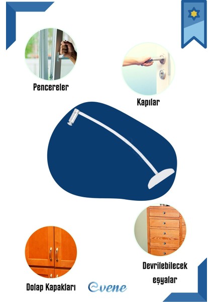 Emniyet Kilidi Çocuk Hırsız Kilidi Halatlı Pencere Kilit 6 Adet