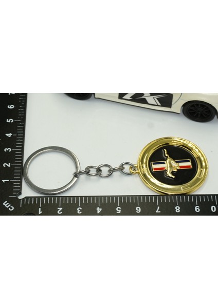 Mustang Gt Logo Gold Metal Çift Yön Anahtarlık
