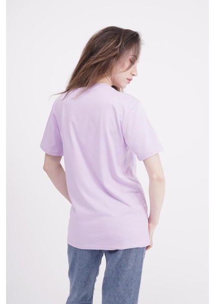 Çapa Nakışlı Bisiklet Yaka Lila Unisex T-Shirt fırsatları