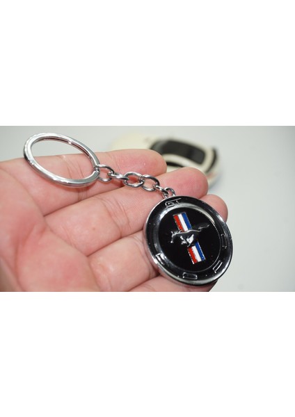 Mustang Gt Logo Krom Metal Çift Yön Anahtarlık