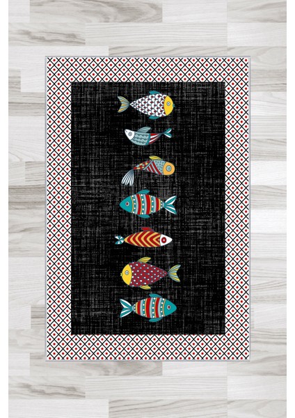 Artızon Halı ART-M-001 Beyaz Taban Dekoratif Kilim Ince Yıkanabilir Süngerli Dot Taban Salon Halısı