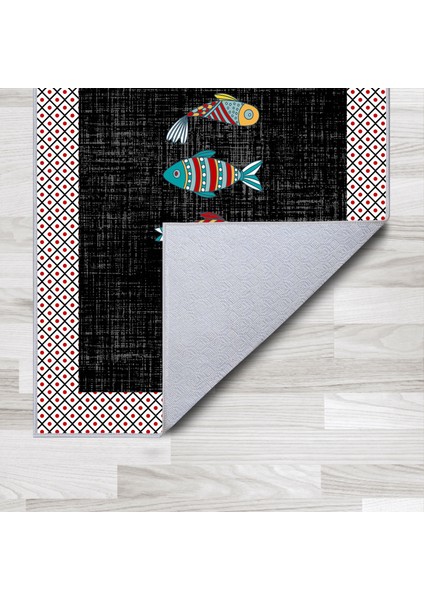 Artızon Halı ART-M-001 Beyaz Taban Dekoratif Kilim Ince Yıkanabilir Süngerli Dot Taban Salon Halısı