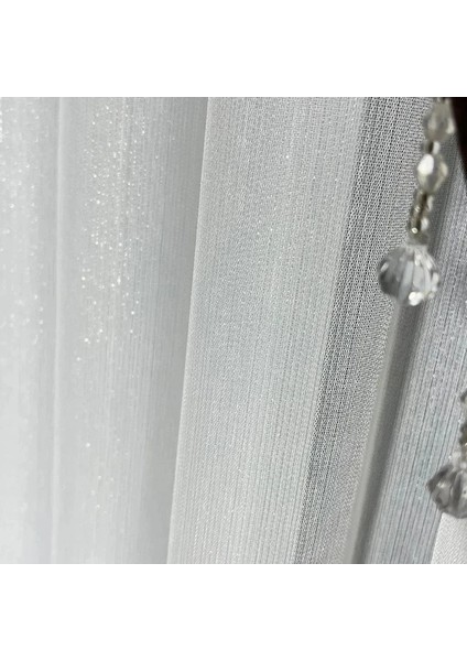 Tül Perde Simli Bambu Tül Perde Sık Pile Dikim Kırışmaz Antialerjik