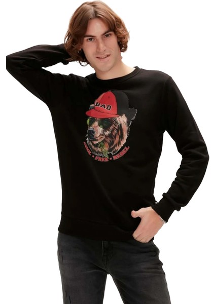 Bad Bear Rebel Crewneck Erkek Siyah Sweatshirt 23.02.12.019-C01