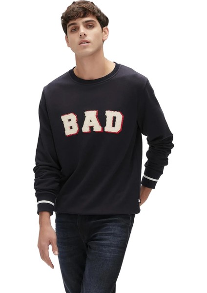 Felt Crewneck Erkek Lacivert Sweatshirt 23.02.12.013-C07 fırsatları