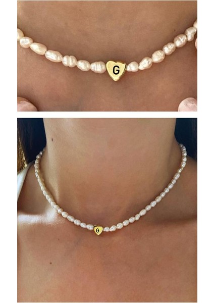 Gerçek 3 mm Kum Arpa Inci Kalpli 925 Ayar Gümüş Sevgiliye,anneye,arkadaşa Kolye,choker