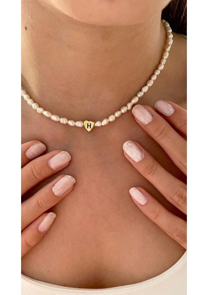 Gerçek 3 mm Kum Arpa Inci Kalpli 925 Ayar Gümüş Sevgiliye,anneye,arkadaşa Kolye,choker