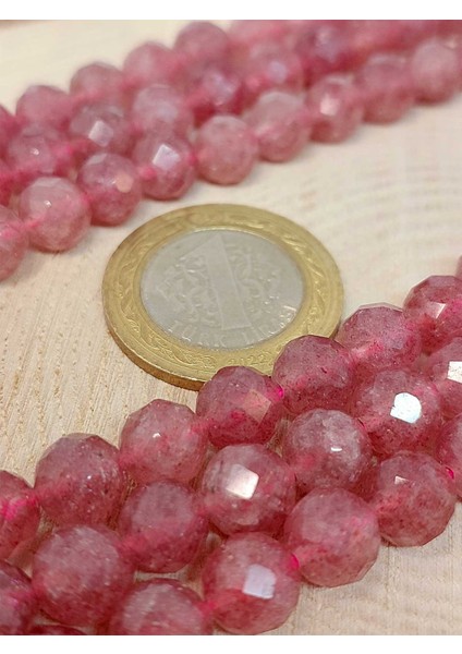 Çilek Kuvars Taşı Faset Kesim 8mm Unisex Ikili Bileklik fiyatları