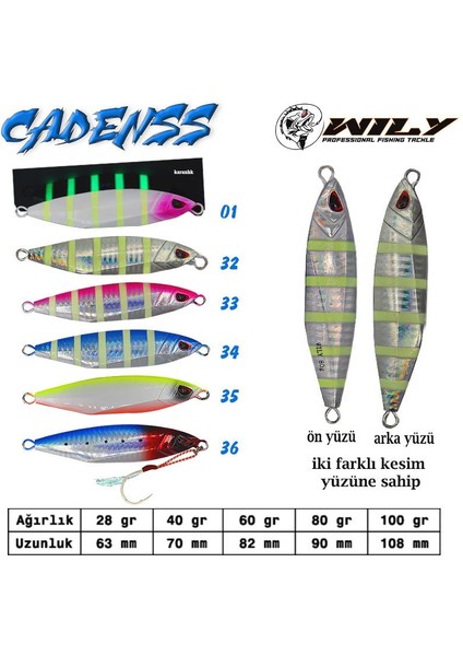 Wily Cadenss Jig 60 gr 82 mm fiyatları