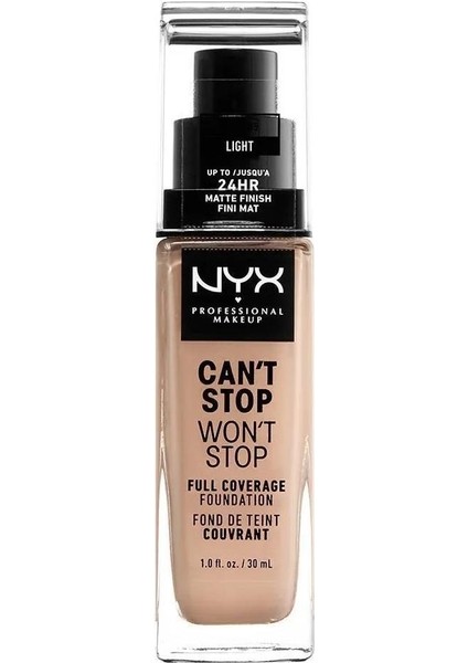 Nyx Fondöten - Can't Stop Won't Stop Full Coverage Foundation 05 Light 30 ml 800897157203