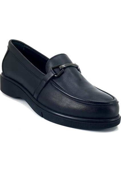 23073005 Günlük Deri Kadın Ayakkabı-Siyah