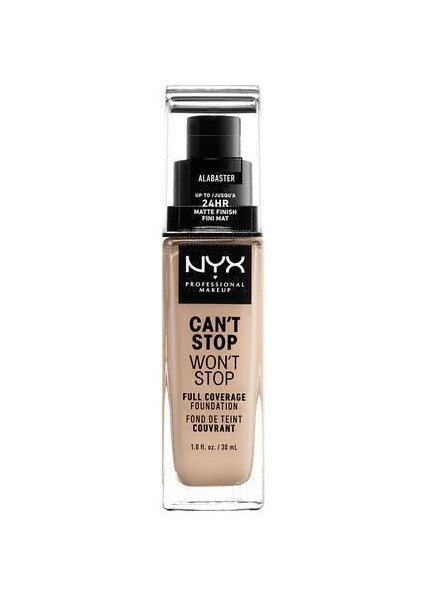 Nyx Fondöten - Can't Stop Won't Stop Full Coverage Foundation 02 Alabaster 30 ml 800897181086