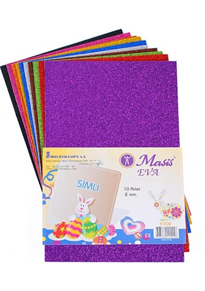 A4 Simli Eva 10'lu Paket Karışık 10 Farklı Renk