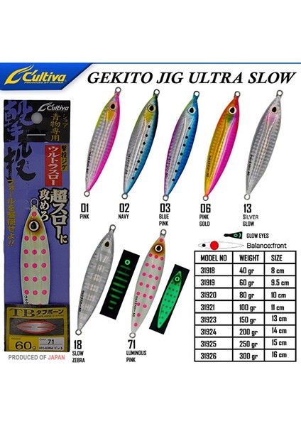 Cultiva 31918 Gekito Jig Ultra Slow 40G 8.0cm