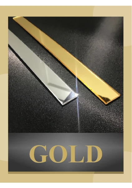 Dekoratif Şerit Gold Gümüş Ayna Pleksi Duvar Süsü 2.5×120CM 5ADET ( Yapışkanlı )