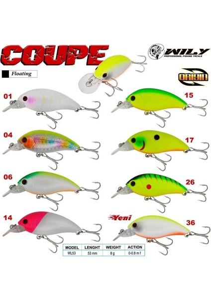 Wily Coupe 5,3 cm Maket Balık 8 gr (0-0.8m) fiyatları