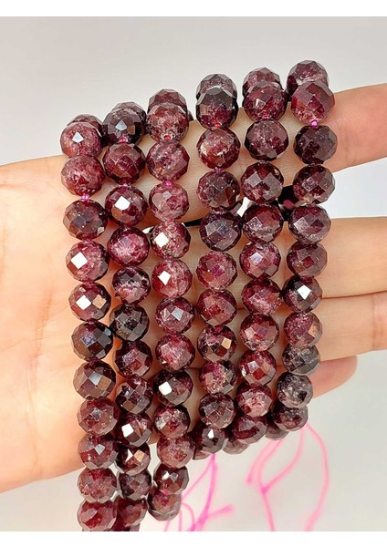 Lal (Granat) (Garnet) Taşı Faset Kesim 8mm Unisex Ikili Bileklik fiyatları