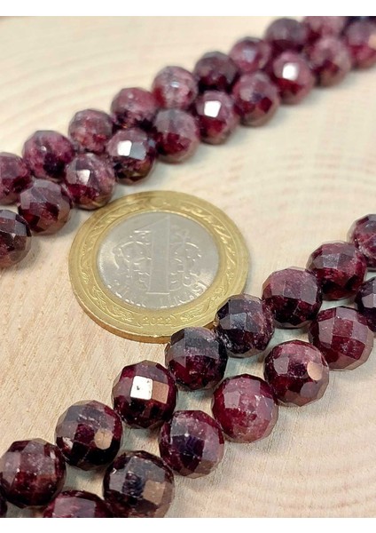 Lal (Granat) (Garnet) Taşı Faset Kesim 8mm Unisex Ikili Bileklik modelleri