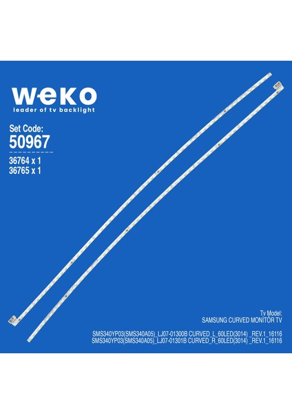 Wkset-5967 36764X1 36765X1 Sms340Yp03(Sms340A05) Lj07-01300B (301B 2 Adet Led Bar fiyatları