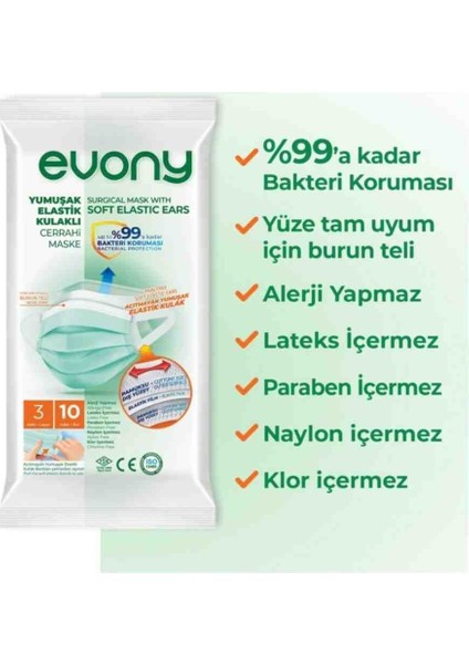 Herşey Fırsat Evony Cerahi Maske 10'lu 24 Paket 240 Adet Maske