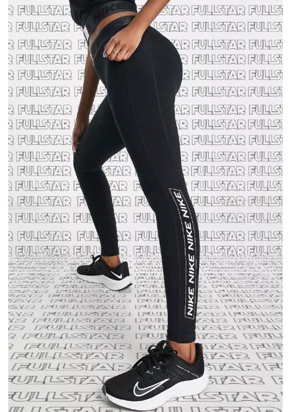 Pro Dri Fit Grappic Leggings Black Toparlaycı Kadın Taytı Siyah