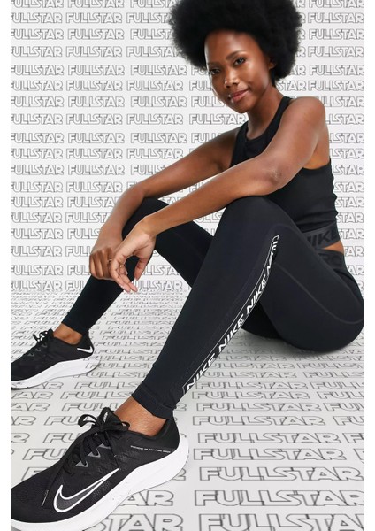 Pro Dri Fit Grappic Leggings Black Toparlaycı Kadın Taytı Siyah