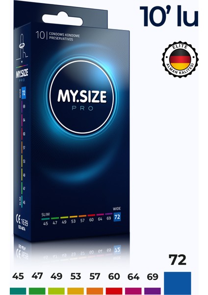 Mysize Pro Prezervatif - Ultra İnce - 10'lu - 72 Beden