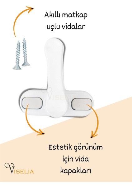 Beyaz Pencere Emniyet Kilidi Çocuk Hırsız Kilidi Çekmeli Pvc 5 Adet