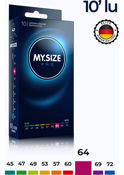 Mysize Pro Prezervatif - Ultra İnce - 10'lu - 64 Beden