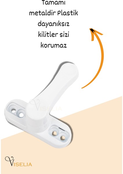 Beyaz Pencere Emniyet Kilidi Çocuk Hırsız Kilidi Çekmeli Pvc 2 Adet