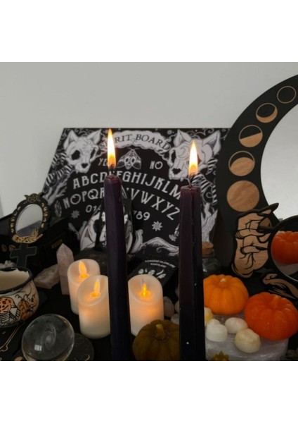 Siyah Metalik Parlak 2 Li Şamdan Uzun Mum