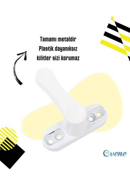 Beyaz Pencere Emniyet Kilidi 3 Adet Çocuk Hırsız Kilidi Çekmeli Metal Kilit