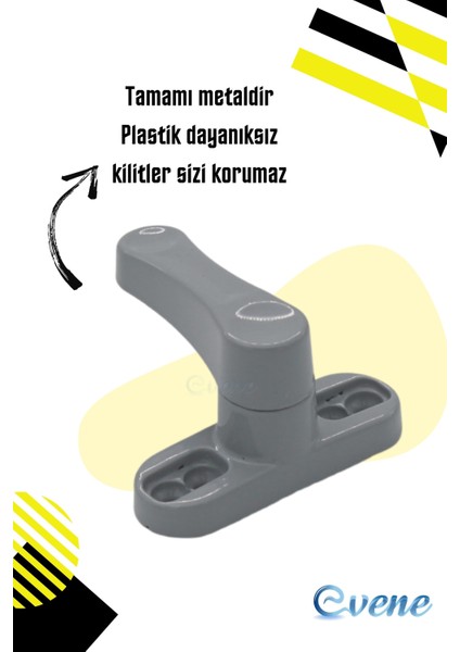 Gri Pencere Emniyet Kilidi 8 Adet Çocuk Hırsız Kilidi Çekmeli Metal Kilit