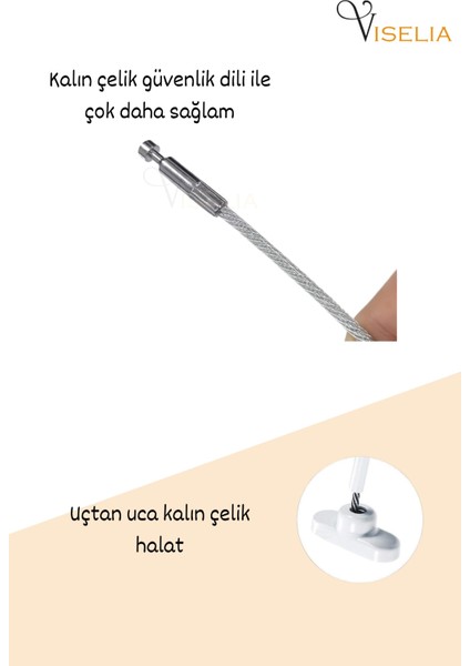 Gri Pencere Kilidi 4 Adet Halatlı Çocuk Güvenlik Emniyet Hırsız Pimapen Pvc Kapı Bebek Kilidi