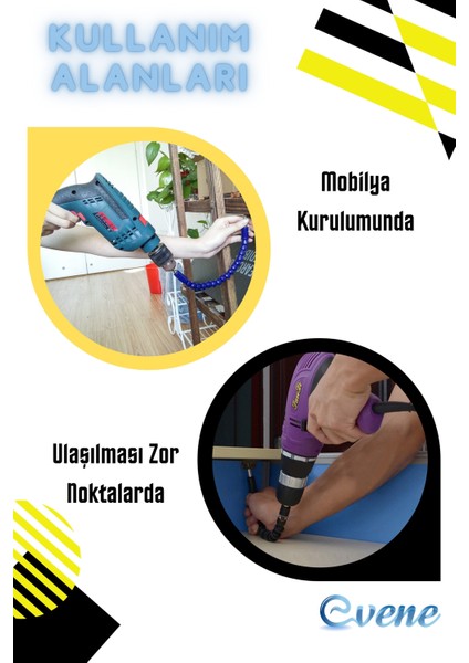 Esnek Matkap Ucu Bits Hırdavat Ürünü Şaft Uzatma Aparatı Bükülebilir Hortum Spiral