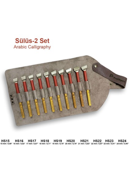 Pratikpen Klasik Seri Hat Kalem Seti : Sülüs-2 Set (Deri Kalemlikli)