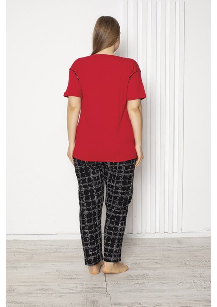 Tekten 1610 Bayan Battal Kısa Kol Pijama Takım