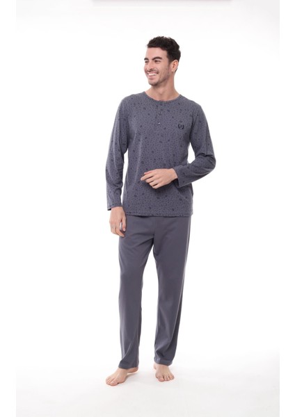 Pijadore 1413 Battal Beden Uzun Kollu Erkek Pijama Takım