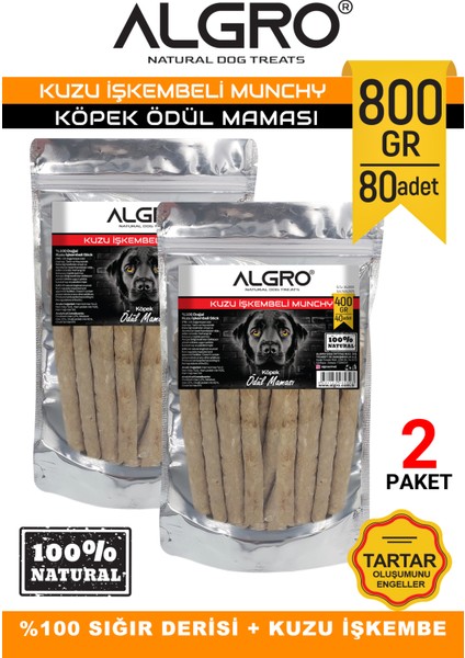 Kuzu Işkembeli Munchy Stick Çiğnemelik Yenilebilir 400 gr . x 2 Paket
